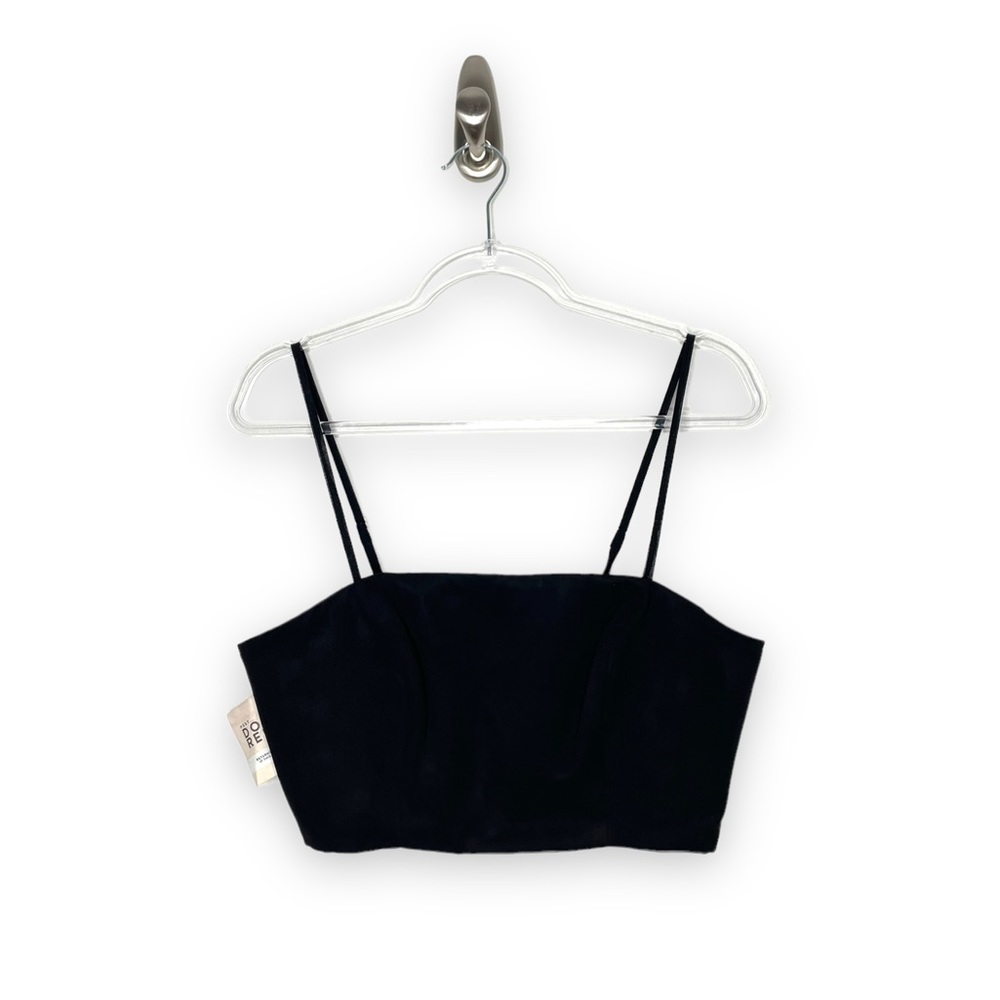 Fame and Partners | NWT Straight Neck Crop Top US 10 Black